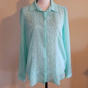 LC Lauren Conrad Sheer Long Sleeve Shirt Size - S